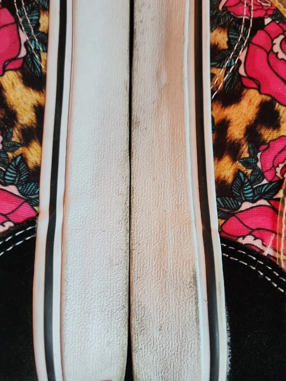 Men's Black & Pink Floral Leopard VANS Casual Sneakers Sz. 9.5
